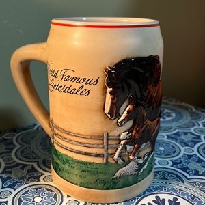 Vintage Budweiser Mug/Beer Stein, Mother and Foal Clydesdales 1987-88